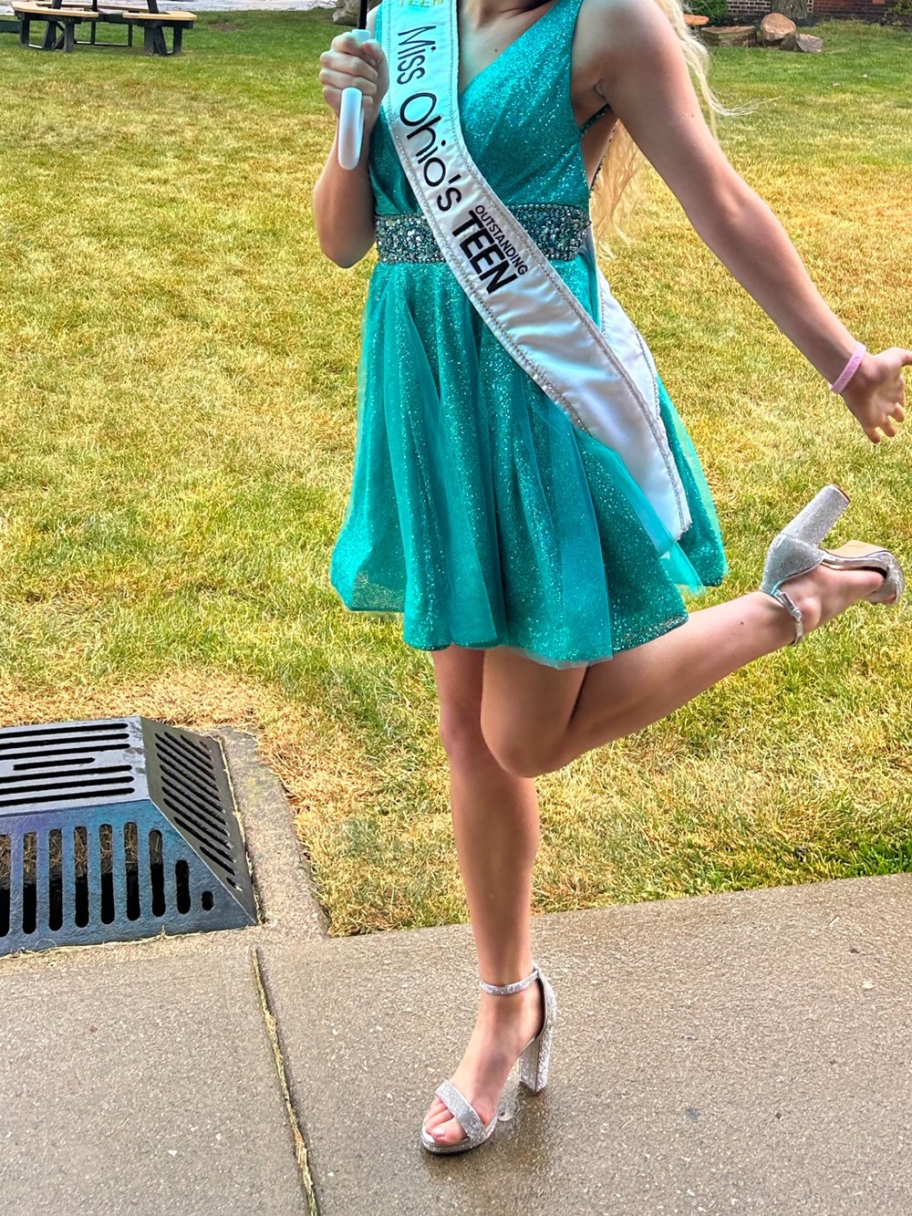 Sparkling Blue/Aqua/Jade/Green Rachel Allan Dress